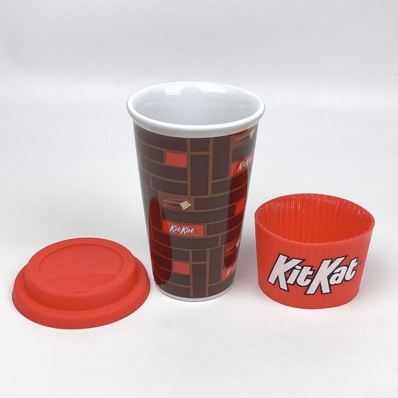 Hershey's Kit Kat 6" Tall Ceramic Travel Mug Coffee Cup Tumbler w/ Removable Lid - Picture 7 of 7